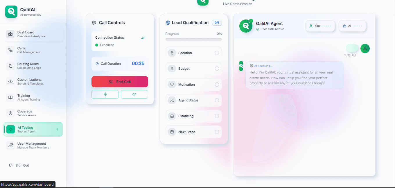 User Demo & AI Testing Panel
